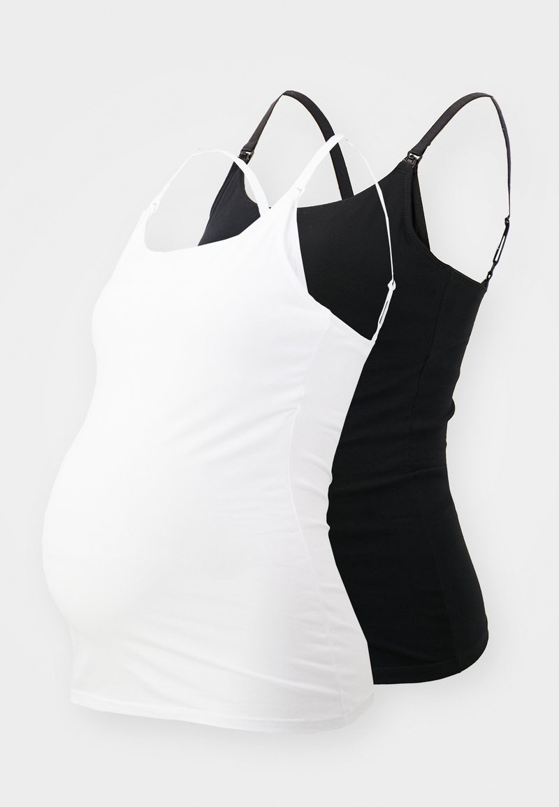 Lindex - NURSING CAMI 2 PACK - Unterhemd/-shirt - black/white, Vergrößern
