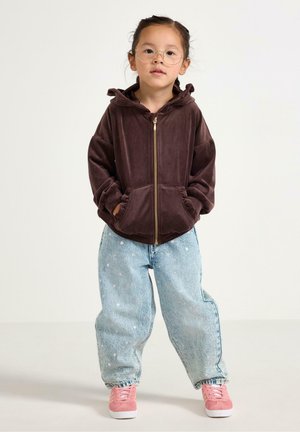 Lindex, LINDEX HOODIE IN VELOUR LINDEX - Mikina na zip - dark brown
