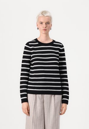 VILA VIDALO O-NECK STRIPE NOOS - Pulóver - black/white alyssum