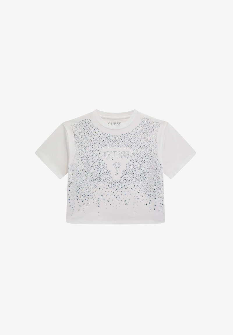 Guess ALLOVER STRASS - Nyomott mintás póló - weiß