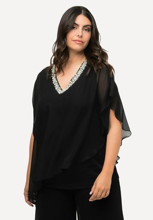 DOPPELLAGIG V-AUSSCHNITT HALBARM - Bluse - black