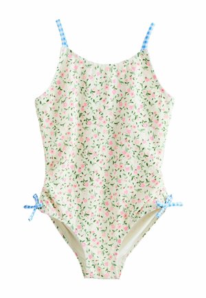 STRAPPY RUCHED - Badpak - ecru white ditsy floral