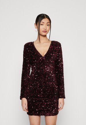 Gina Tricot SEQUIN DRESS - Φόρεμα από ζέρσεϊ - burgundy