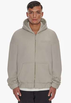 HEAVY HD PRINT  - Zip-up sweatshirt - stone