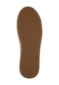 Semelle de chaussure GANT, en caoutchouc beige avec un motif de semelle ondulé, un détail de marque circulaire, et la taille '37' embossée près du talon. Bords lisses.