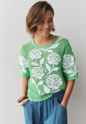 Next, T-shirt print - green white multi floral