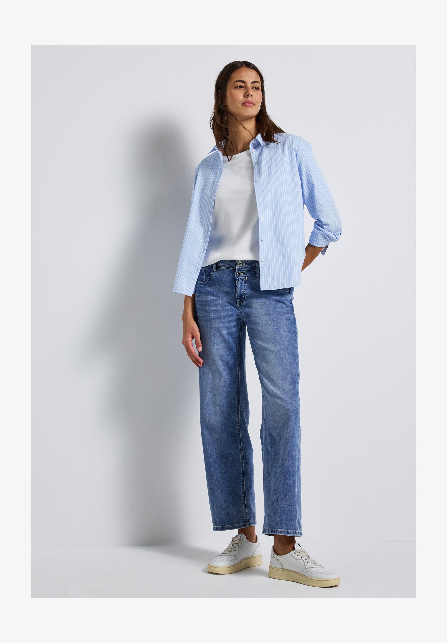 Street One Maglietta Basic A Righe Donna - Scollo A Barchetta, Maniche 3/4, In Puro Cotone, Taglia EU 38