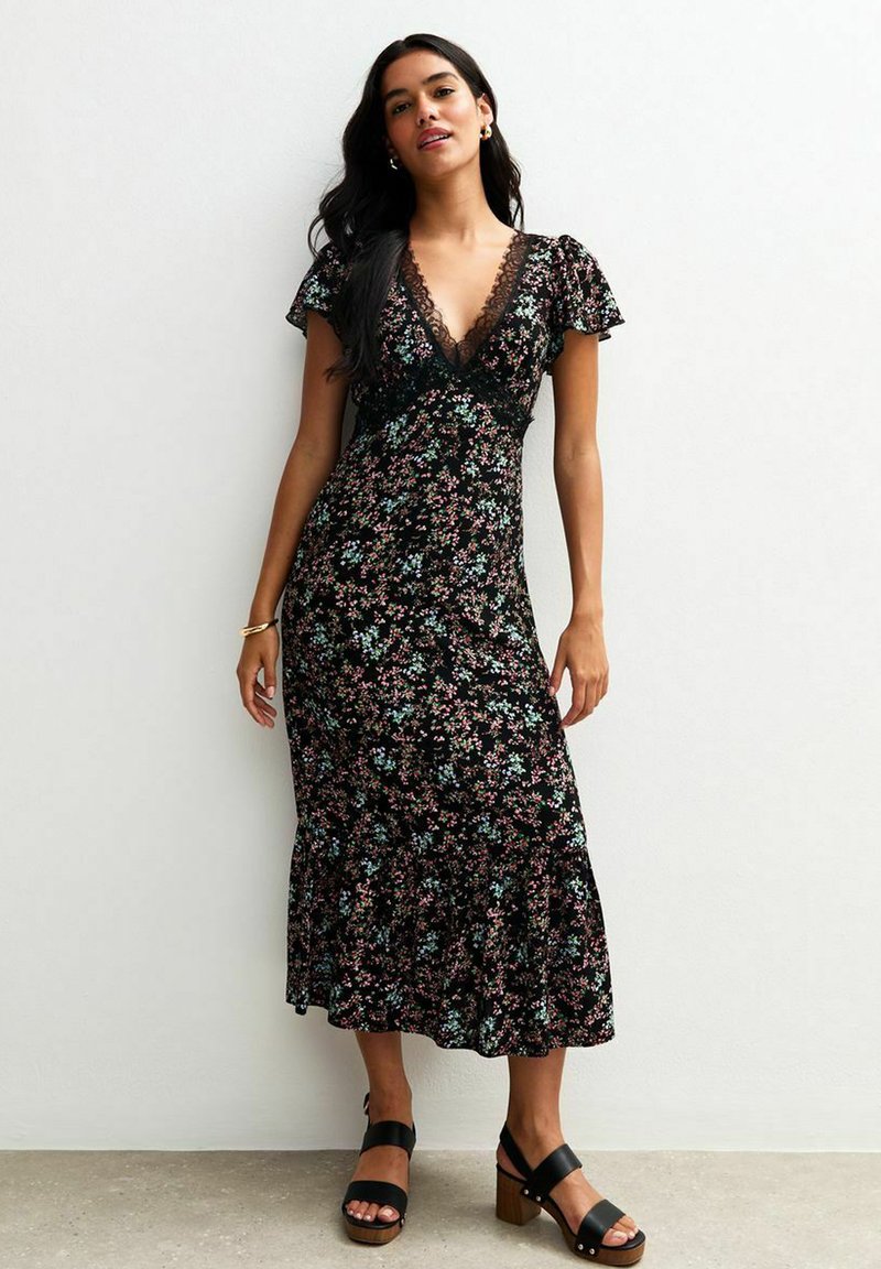 New Look FLORAL MIDI  - Day dress - black pattern