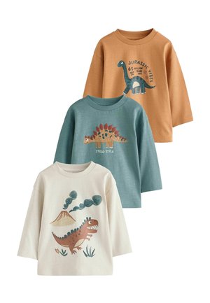 Next, REGULAR FIT - LONG SLEEVE GRAPHIC T-SHIRT 3 PACK . - Long sleeved top - brown dinosaur