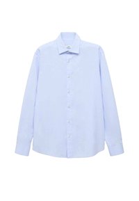 Lichtblauwe long-sleeve shirt van katoen, met een knoopsluiting aan de voorkant, klassieke kraag en een relaxte pasvorm.