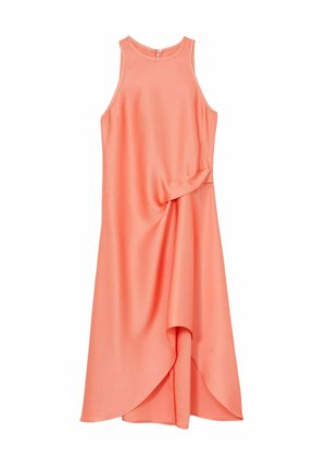 Reiss REISS MICAH SATIN DRAPE TUCK MIDI DRESS - Cocktailklänning - coral