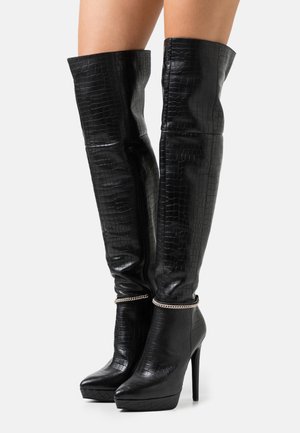 LEATHER - Boots med høye hæler - black