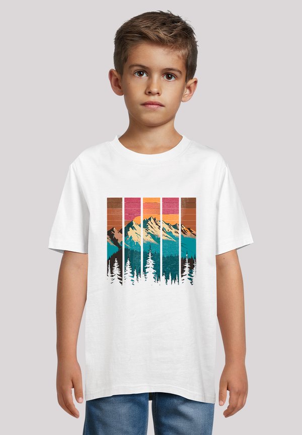 BERG SONNENUNTERGANG RETRO - T-Shirt print - weiß