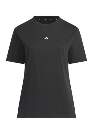 Μαύρο κοντομάνικο μπλουζάκι με στρογγυλή λαιμόκοψη και μικρό λευκό λογότυπο Adidas στο κέντρο του στήθους.