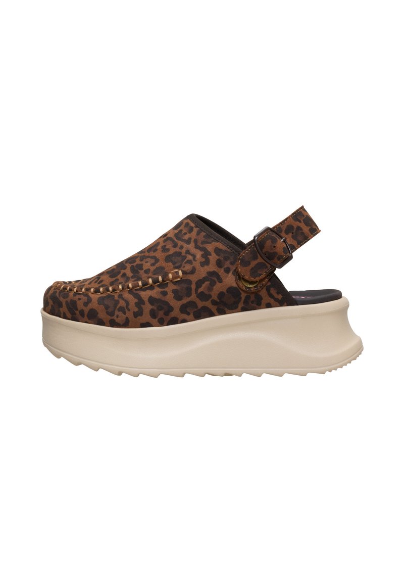 HEYDUDE DELRAY CLOG SUEDE - CLOGS - Sandales compensées - brown leapord brown