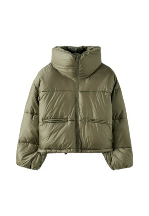 Stradivarius, SHINY CROPPED JACKET - Veste d'hiver - khaki