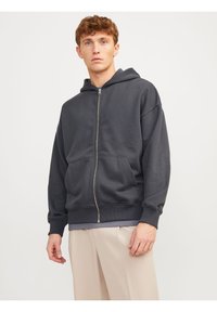 Jack & Jones PREMIUM JPRBLUHARVEY ZIP HOOD UNISEX - Sweat zippé - asphalt