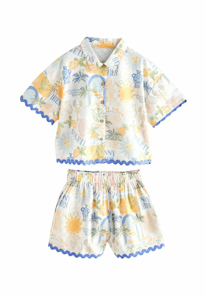 Next SET  - Pantaloni scurți - blue yellow resort print