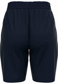 Tummansiniset kevyet shortsit, joissa on joustava vyötärö, sileä pinta ja rento istuvuus. Varustettu kahdella sivutaskulla.