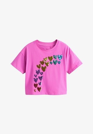 Next, REGULAR FIT - SEQUIN HEART T-SHIRT . - T-shirt print - pink rainbow