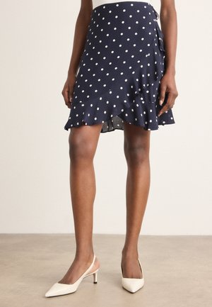 DOT PRINT FRILL SKIRT - Omslagsskjørt - evening blue