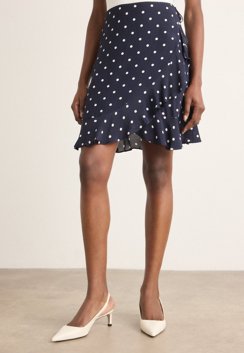 GANT DOT PRINT FRILL SKIRT - Zavinovacia sukňa - evening blue