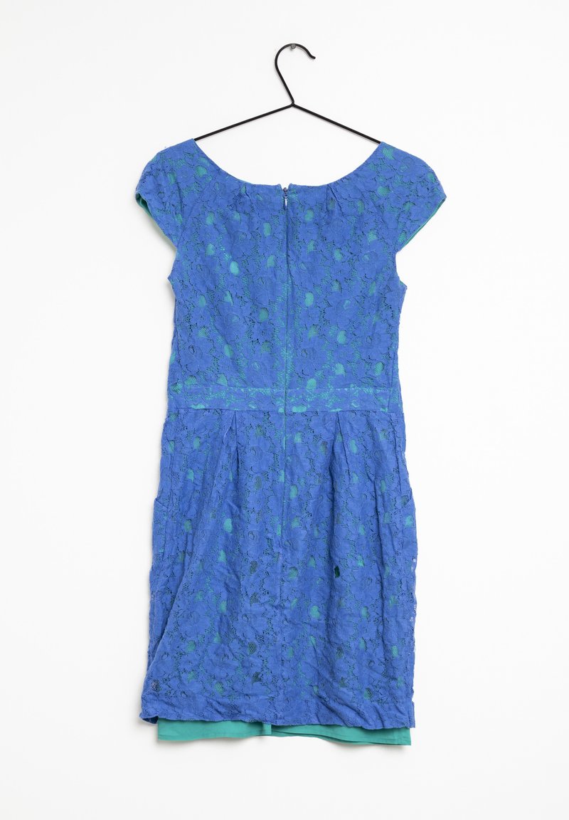 navy blue dresses with sleeves High Neck Navy Summer Dress with Puff Sleeves – FancyVestido