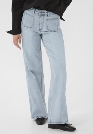 KABROOK HW REG FIT JEANS - Flared jeans - light blue washed denim