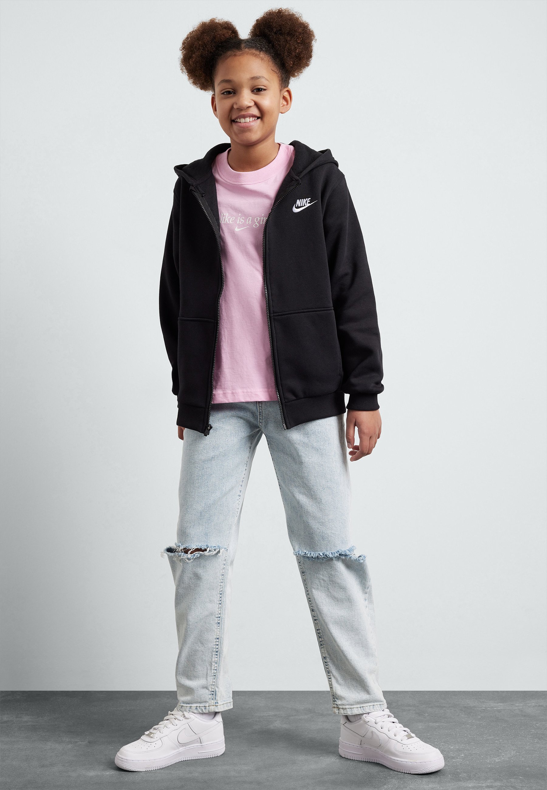 Nike Sportswear CLUB UNISEX - Zip-up sweatshirt - black/white