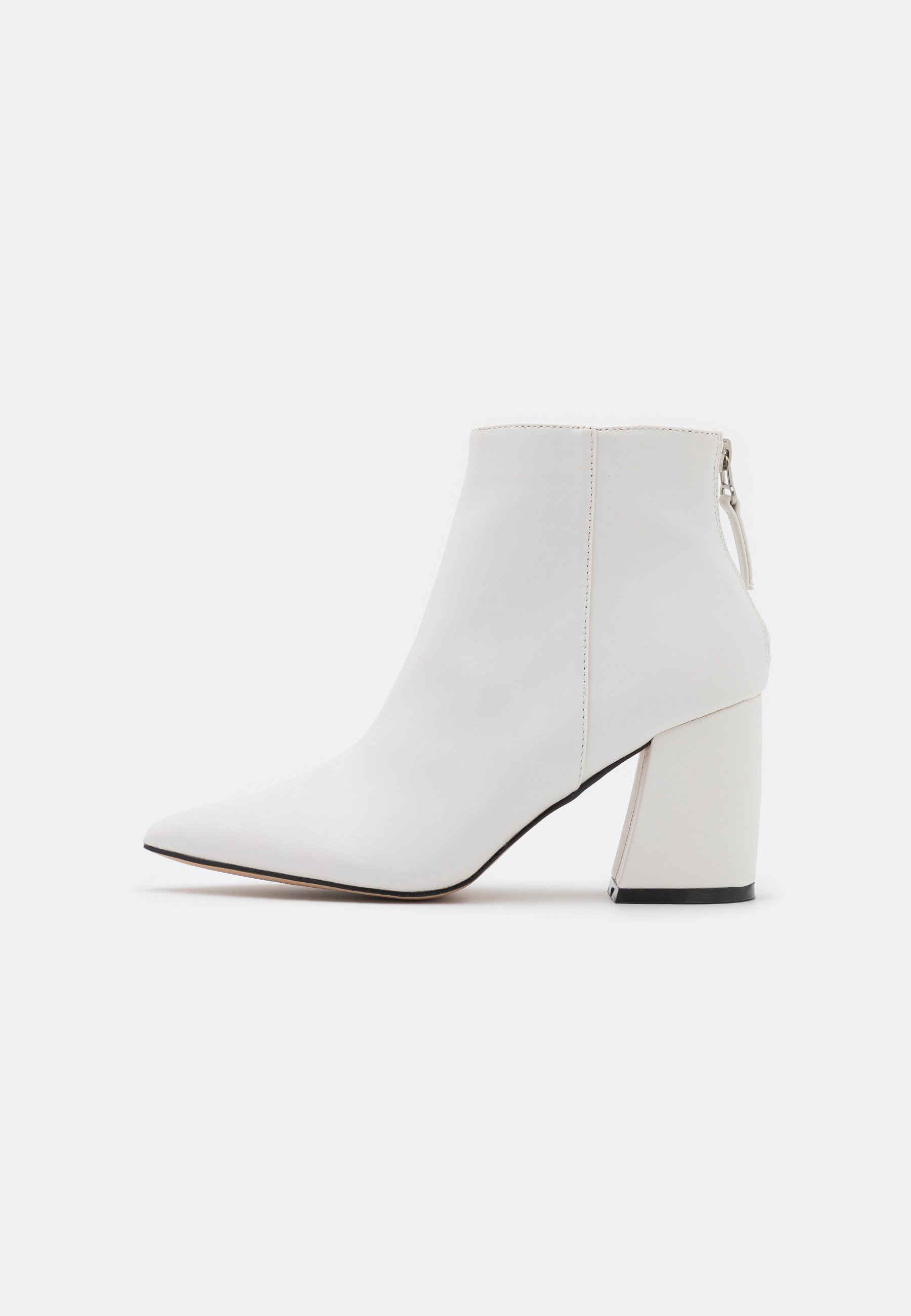 white pointed toe ankle boots
