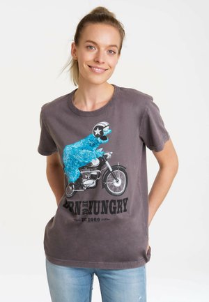 SESAMSTRASSE KRÜMELMONSTER MOTORRAD - Print T-shirt - grau