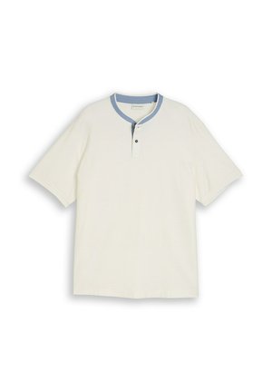 TOM TAILOR, TOM TAILOR POLOSHIRTS PLUS SIZE - POLOSHIRT MIT STEHKRAGEN - T-shirt basic - gardenia white