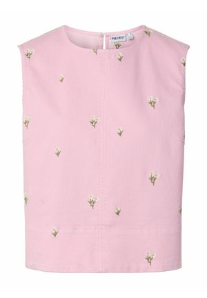 Pieces, TOP PCFLORA EMBROIDERY DENIM - Blouse - roseate spoonbill