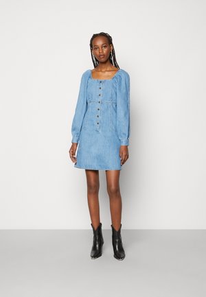 PUFF SLEEVE DRESS - Sukienka jeansowa - mid stone