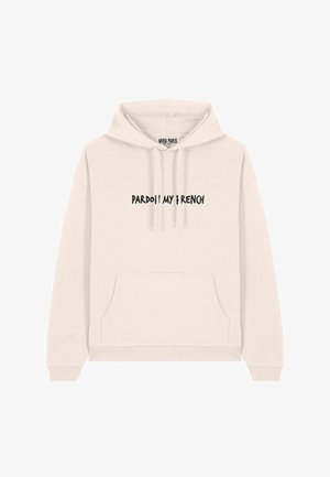 Felpa crema con tasca a marsupio, cappuccio con cordino e testo nero che recita "PARD0II MY FRENCH" sul davanti. Finitura in tessuto morbido.
