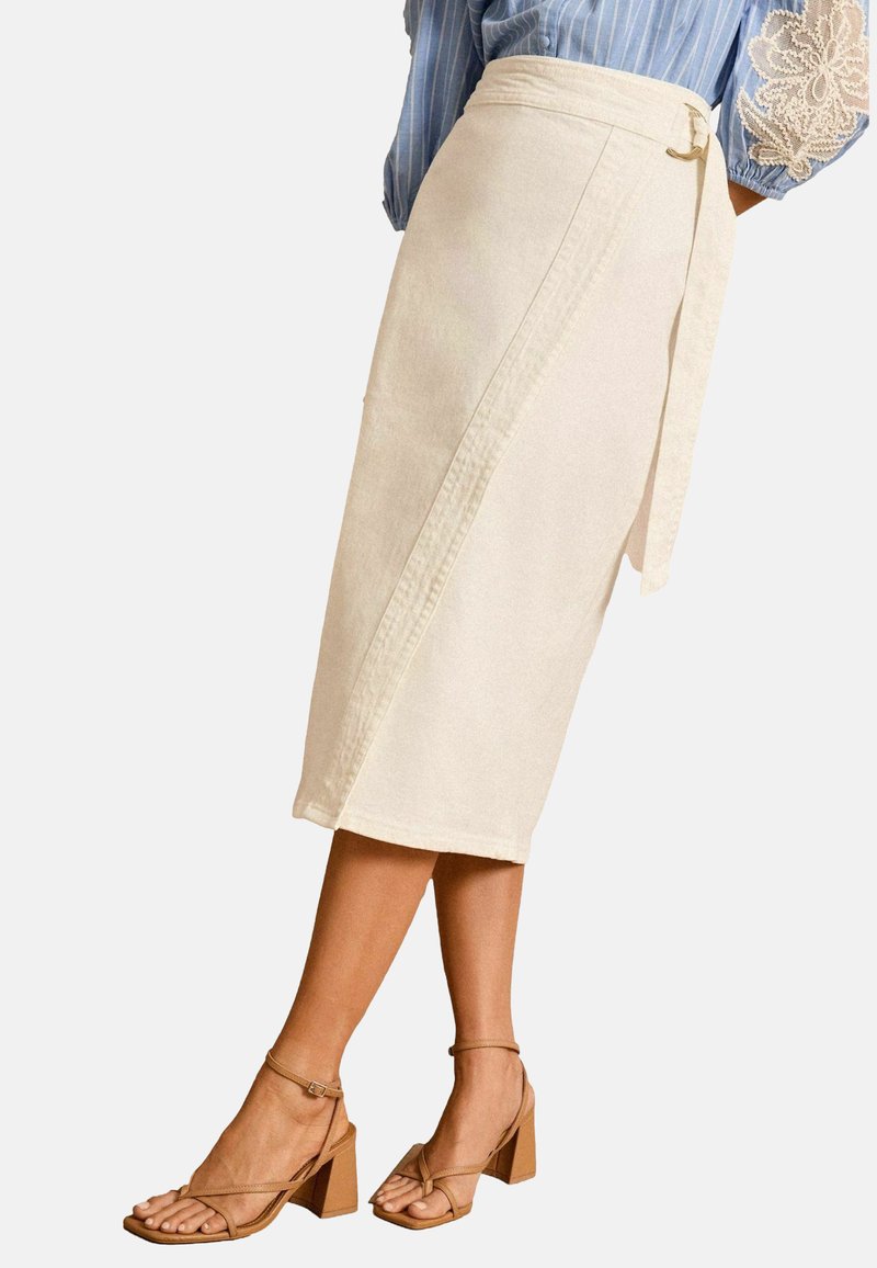 Love & Roses - REGULAR FIT-BELTED - Wrap skirt - ecru, Enlarge