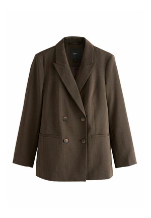 Next, TALL FIT - STRIPE DOUBLE BREASTED BLAZER - Blazer - chocolate brown