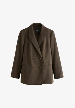 Next, TALL FIT - STRIPE DOUBLE BREASTED BLAZER - Blazer - chocolate brown