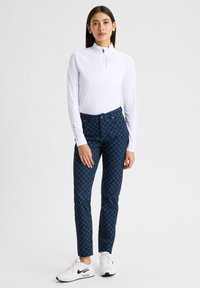 Röhnisch CHIE COMFORT - Tygbyxor - micro r check navy