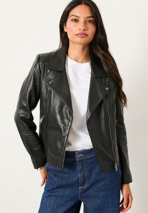 FatFace, REGULAR FIT - QUILTED BIKER - Læderjakker - black