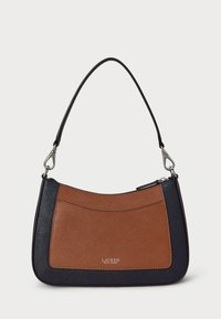 Lauren Ralph Lauren STRIPED LEATHER MEDIUM DANNI BAG - Ručna torba - brown/navy