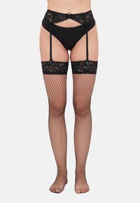 FISHNET STOCKING AND SUSPENDER SET  - Čarape preko koljena - black