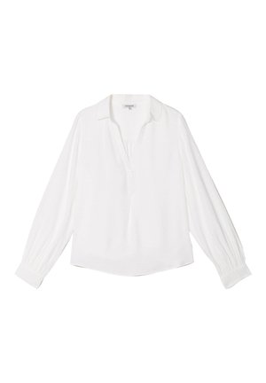 Witte langarmshirt met kraag, knoopsluiting en gathered manchetten. Gemaakt van lichtgewicht stof met een gestructureerde afwerking.