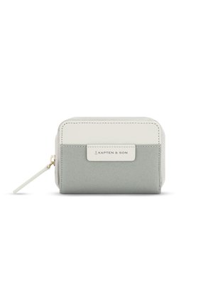 Small rectangular gray and white fabric pouch with zipper and "Kapten & Son" label on the front.