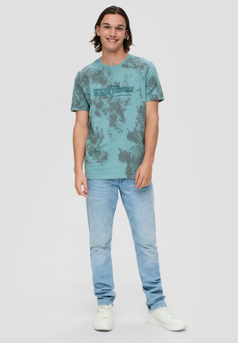 QS MIT ALL-OVER - T-shirt print - helles türkis