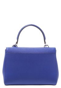 Sac à main bleu structuré avec une texture lisse, doté d'une poignée supérieure et d'un design minimaliste. Pas de quincaillerie ou de motifs visibles.