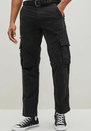 BELTED TECH CARGO TROUSERS RELAXED FIT - Pantalones cargo - black