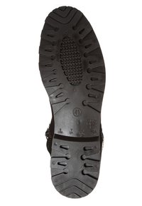 Suela de zapato de goma negra con patrón de agarre texturizado, con marcas de tamaño (41 EU, 9 USA, 7 UK) y un acabado liso.