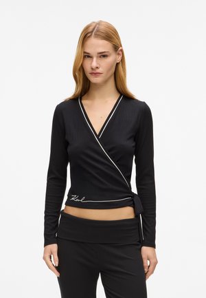 LOUNGEWEAR  SIGNATURE WRAP - Pidžaama ülemine osa - black