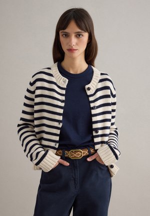 STRIPED WITH BUTTONS - Cardigan - black beige